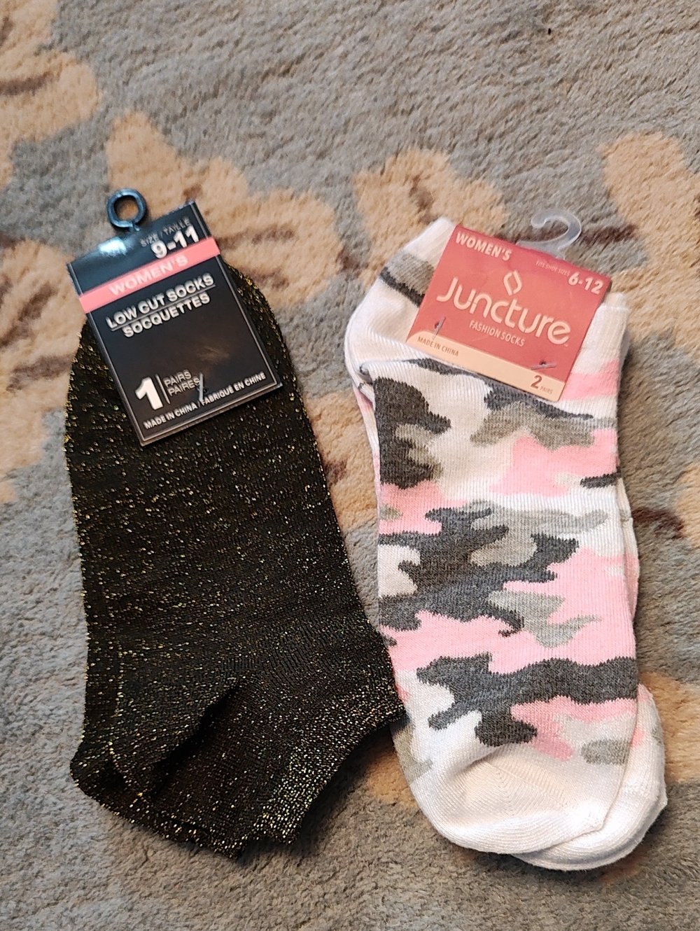 Women's Pink & Gray Camo Low Cut Socks - 2 Pack